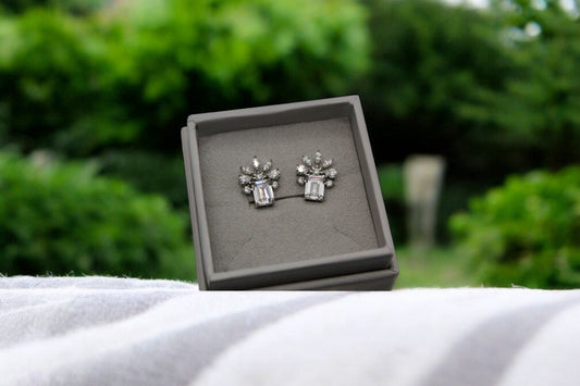 7 spikes square diamond Stud Earrings | 925 Sterling Silver - SACH JEWELS