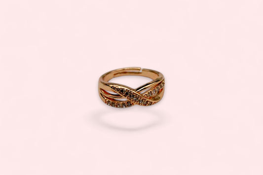 Diamond Studded Twisted Ring | Rose Gold Plated - SACH JEWELS