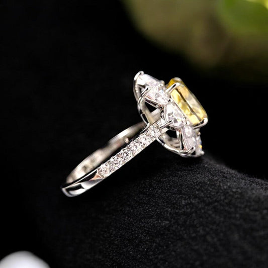 Sunflower yellow Diamond ring | Italian Silver Plated - SACH JEWELS