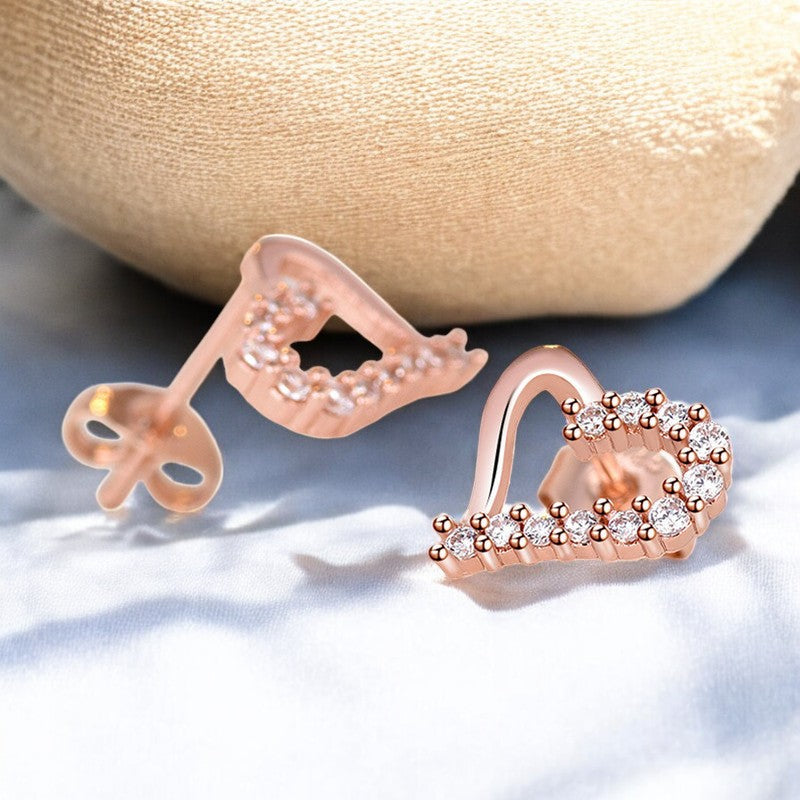 Diamond Heart Earrings | Rose Gold Plated - SACH JEWELS