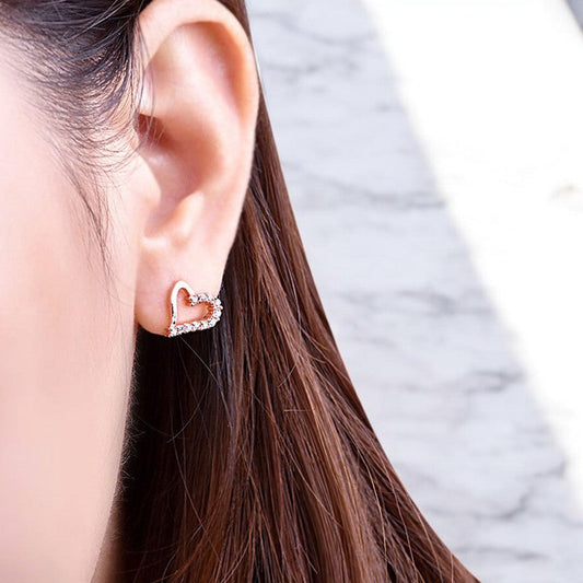 Diamond Heart Earrings | Rose Gold Plated - SACH JEWELS