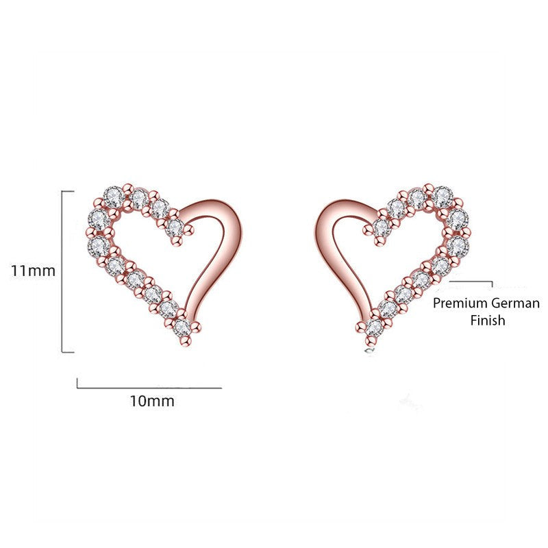 Diamond Heart Earrings | Rose Gold Plated - SACH JEWELS