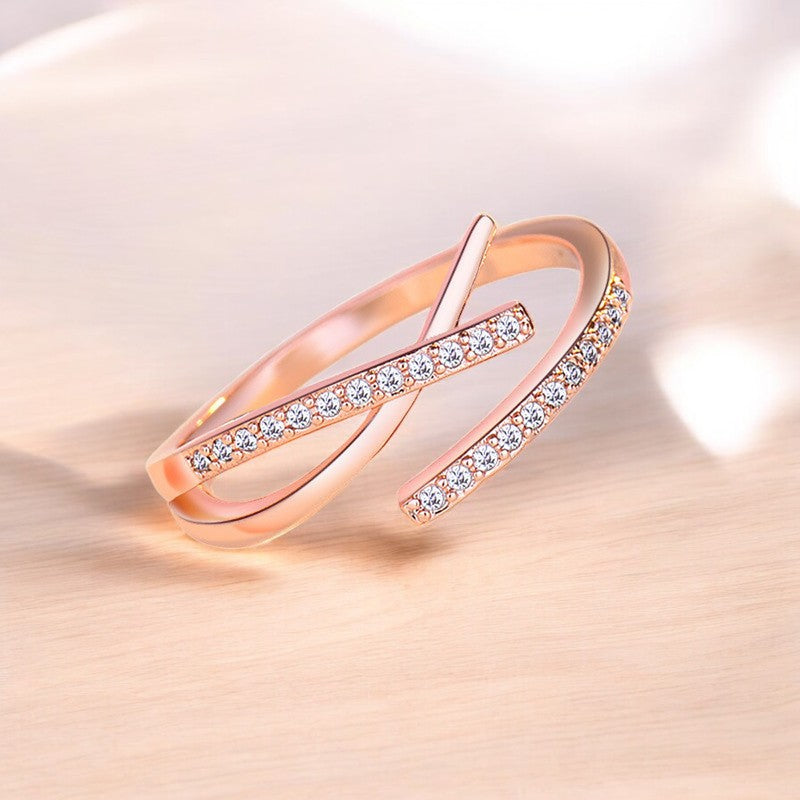Elegant Diamond Rose Gold Plated Ring | Rose Gold Plated - SACH JEWELS
