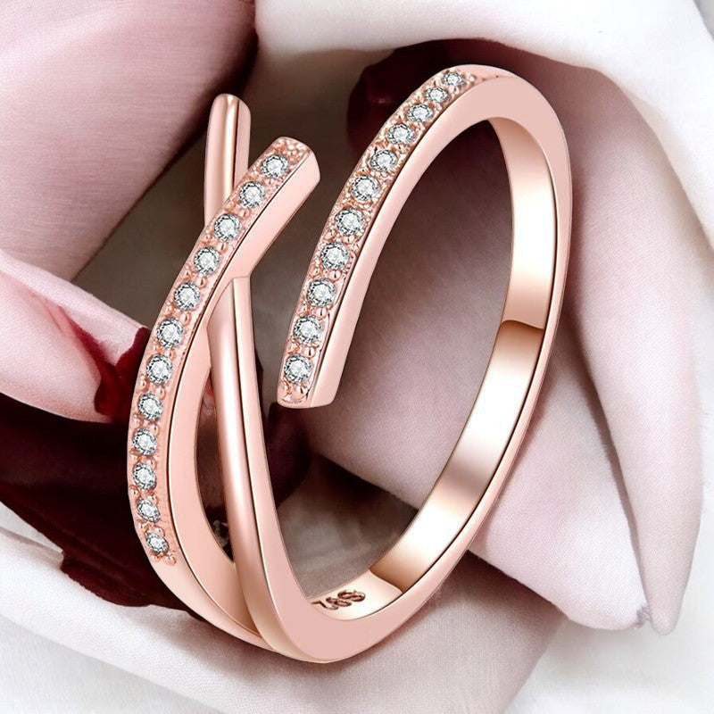 Elegant Diamond Rose Gold Plated Ring | Rose Gold Plated - SACH JEWELS