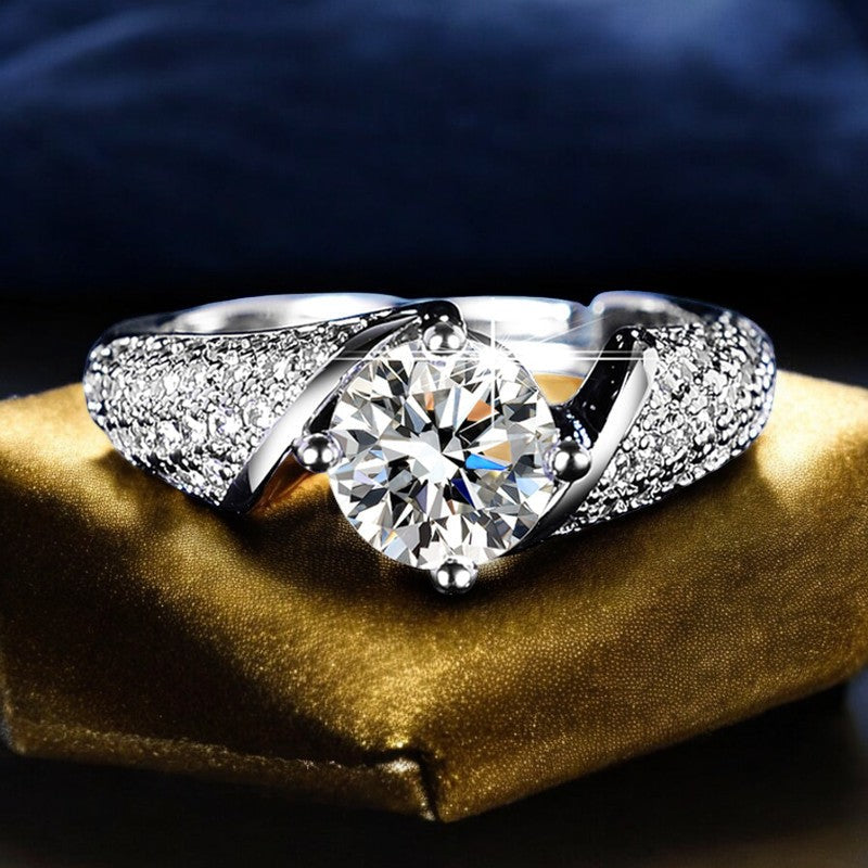 Women Crisscross Diamond Ring | Italian Silver Plated - SACH JEWELS