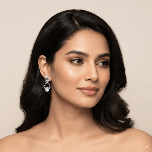 Diamond drop Stud Earrings | 925 Sterling Silver SACH JEWELS