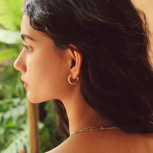 Gorgeous Golden Hoop Earrings | Italian Gold Plated - SACH JEWELS