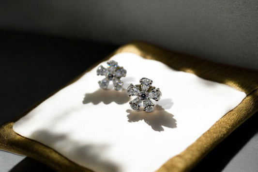 5 petals flower Stud Earrings | 925 Sterling Silver - SACH JEWELS