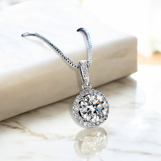 Gorgeous Diamond Pendant Necklace | Italian Silver Plated - SACH JEWELS