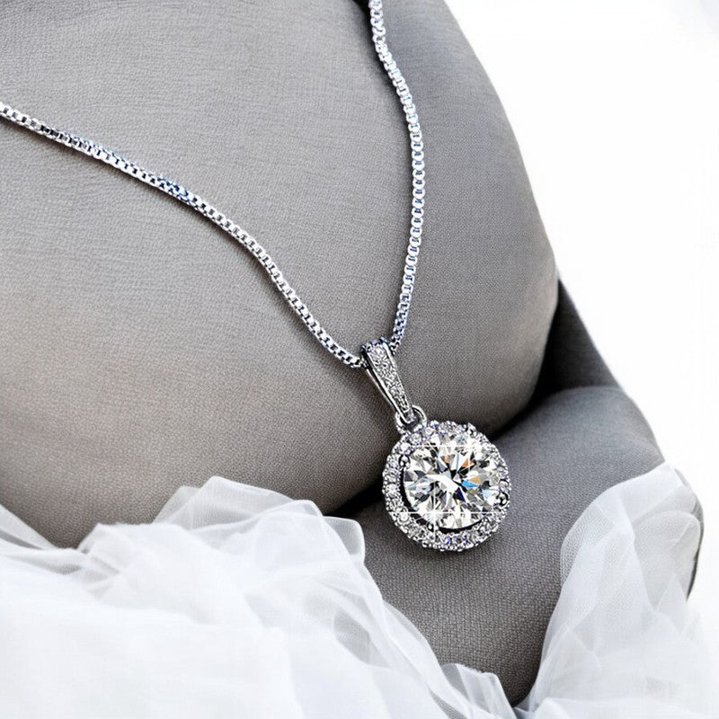 Gorgeous Diamond Pendant Necklace | Italian Silver Plated - SACH JEWELS