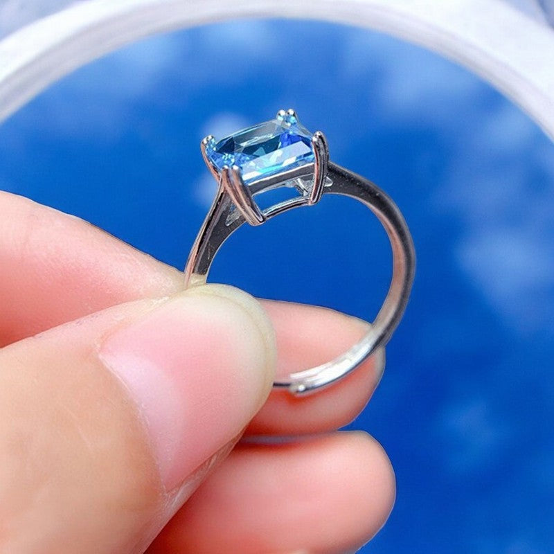 Ocean Blue Diamond Ring | Italian Silver Plated - SACH JEWELS