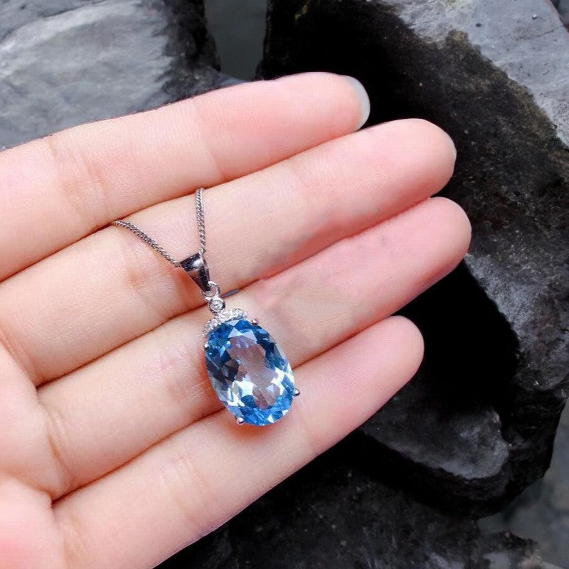 Sapphire Diamond Pendant Necklace | Italian Silver Plated - SACH JEWELS