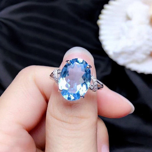 Women Oval Sapphire Ring | Italian Silver Plated - SACH JEWELS