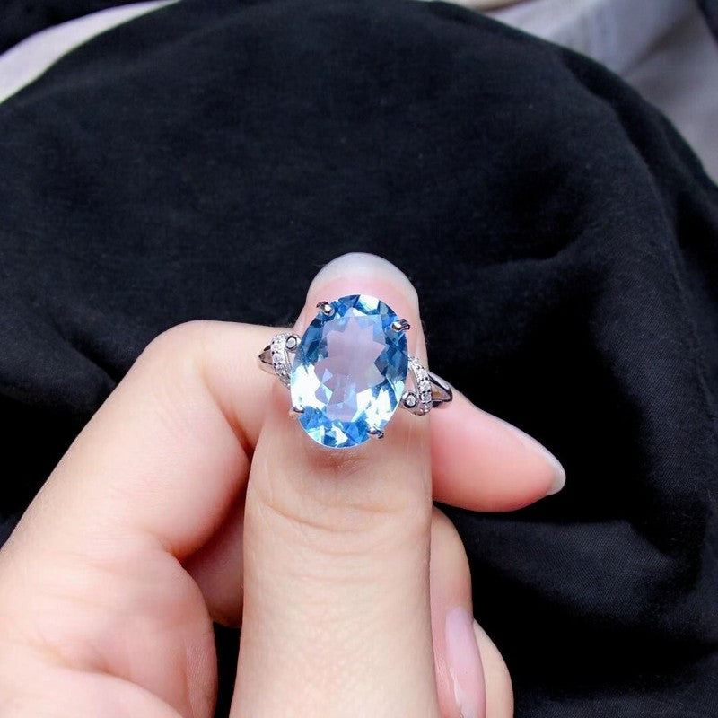 Women Oval Sapphire Ring | Italian Silver Plated - SACH JEWELS