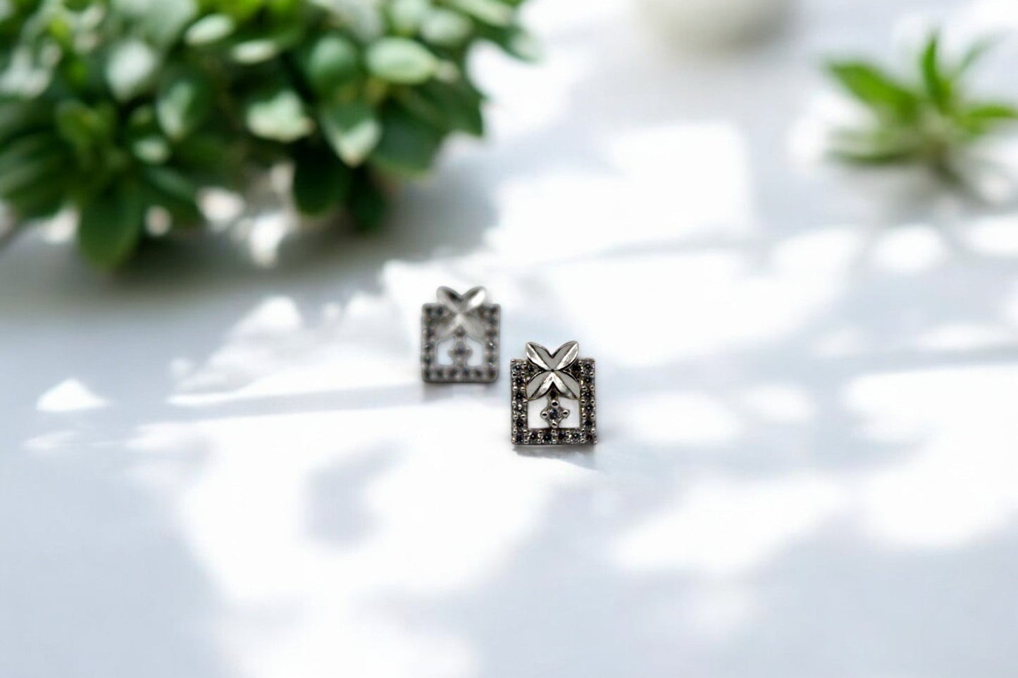 Box Diamond Studded Pendant Set | 925 Sterling Silver - SACH JEWELS