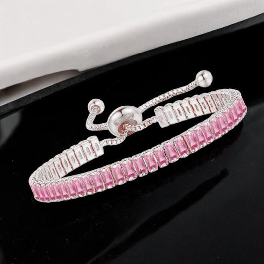 Pink Diamond Bracelet | Italian Silver Plated. - SACH JEWELS