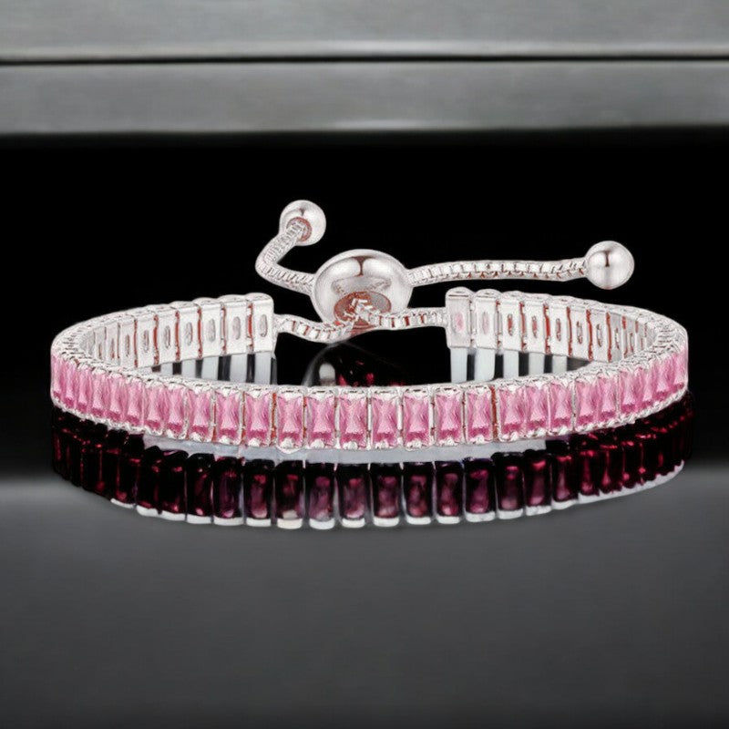 Pink Diamond Bracelet | Italian Silver Plated. - SACH JEWELS