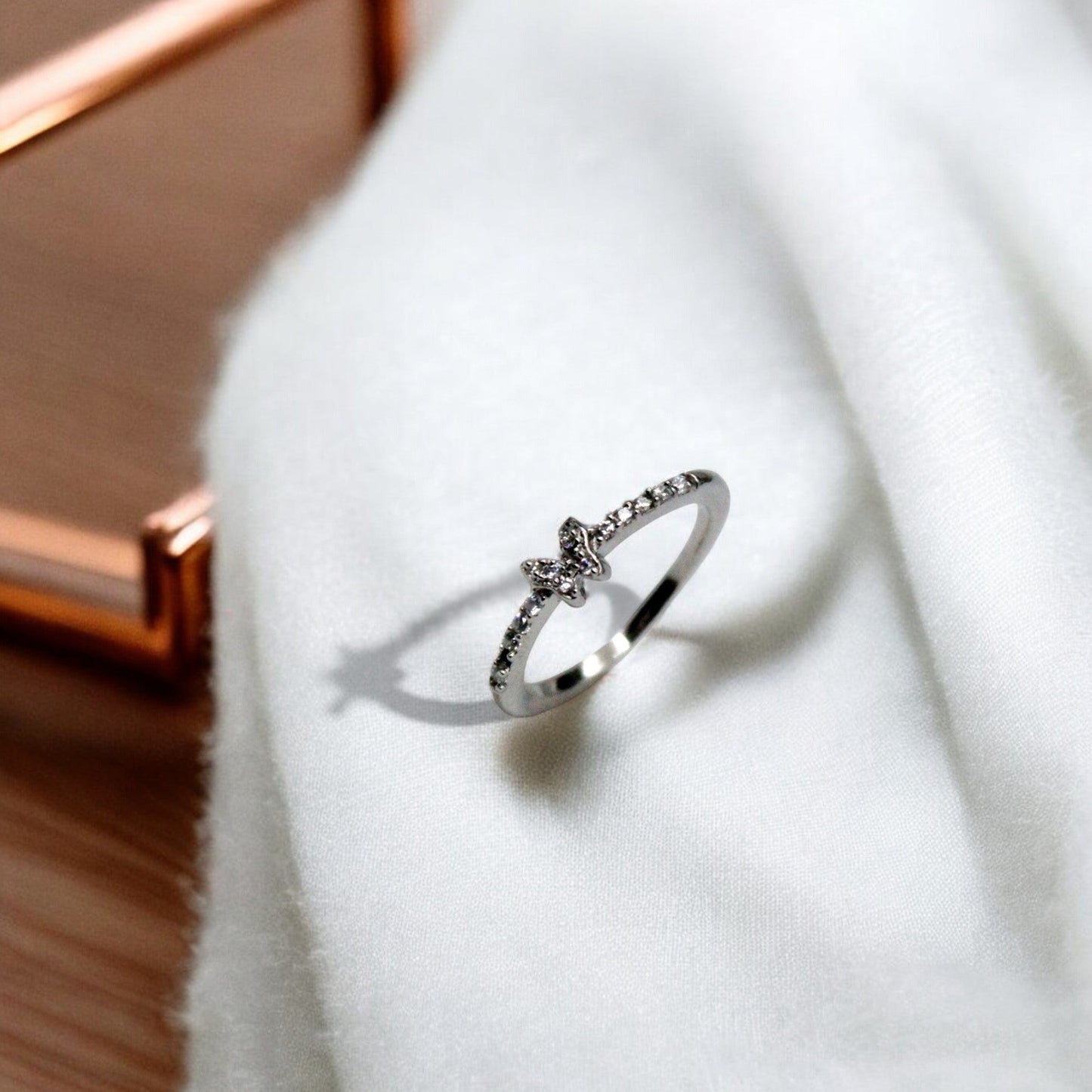 Butterfly Studded Diamond Ring | 925 Sterling Silver - SACH JEWELS