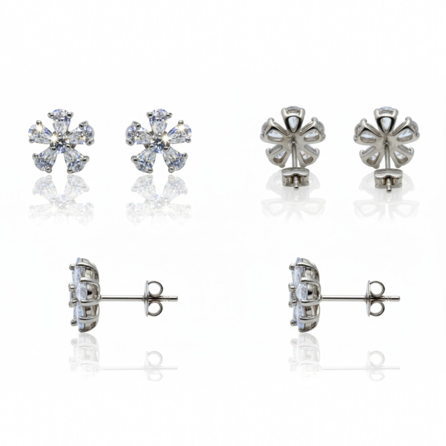 Six Petal Flower Stud Earrings | 925 Sterling Silver SACH JEWELS