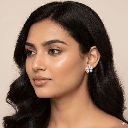 Six Petal Flower Stud Earrings | 925 Sterling Silver SACH JEWELS