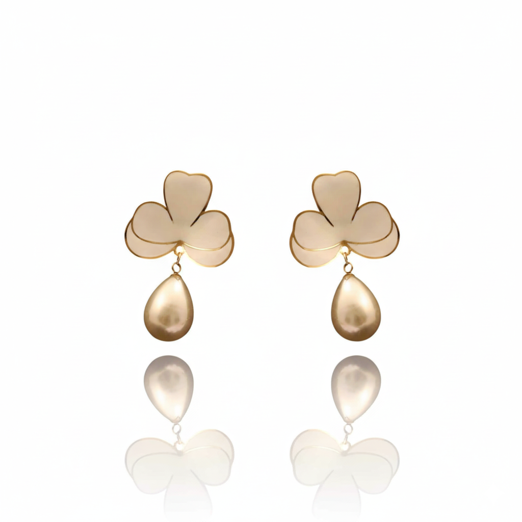 Dainty Flower Pearl Earrings | Italian Gold Plated SACH JEWELS