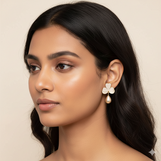 Dainty Flower Pearl Earrings | Italian Gold Plated SACH JEWELS