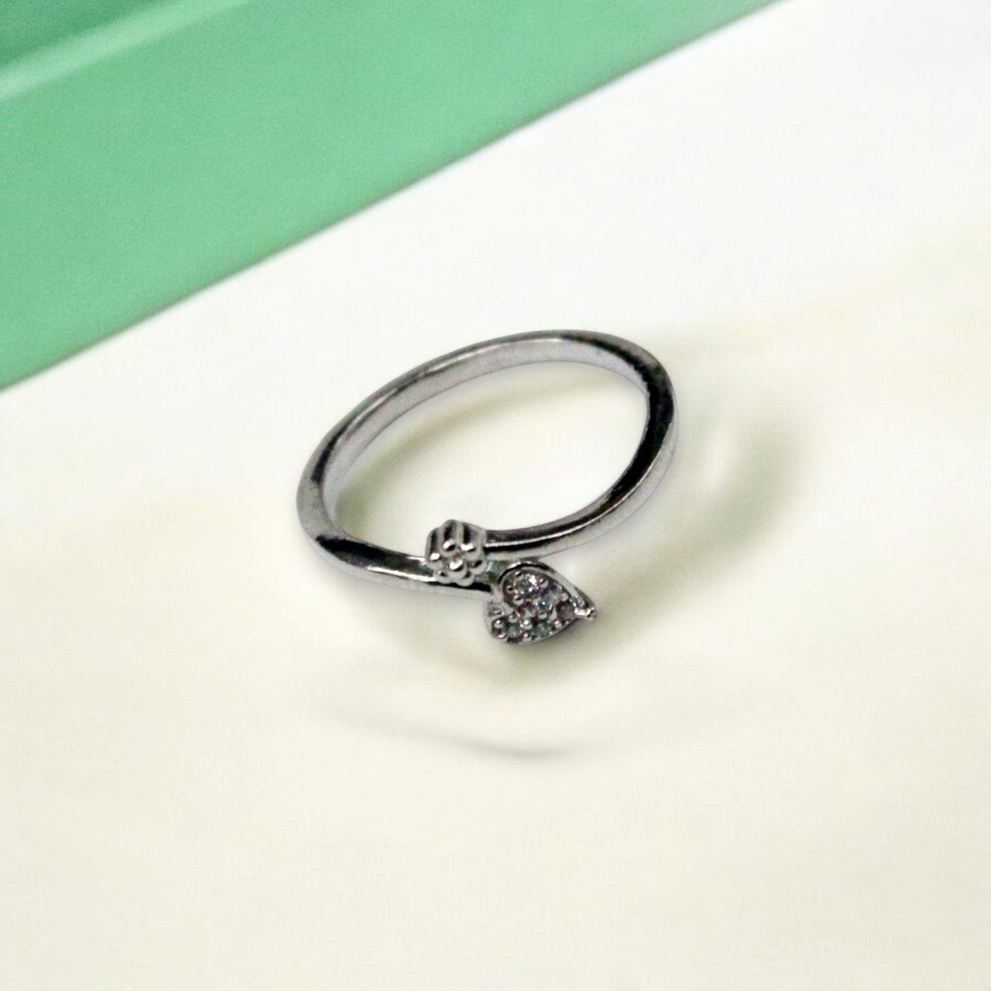 Heart And Stone Studded Ring | 925 Sterling Silver - SACH JEWELS