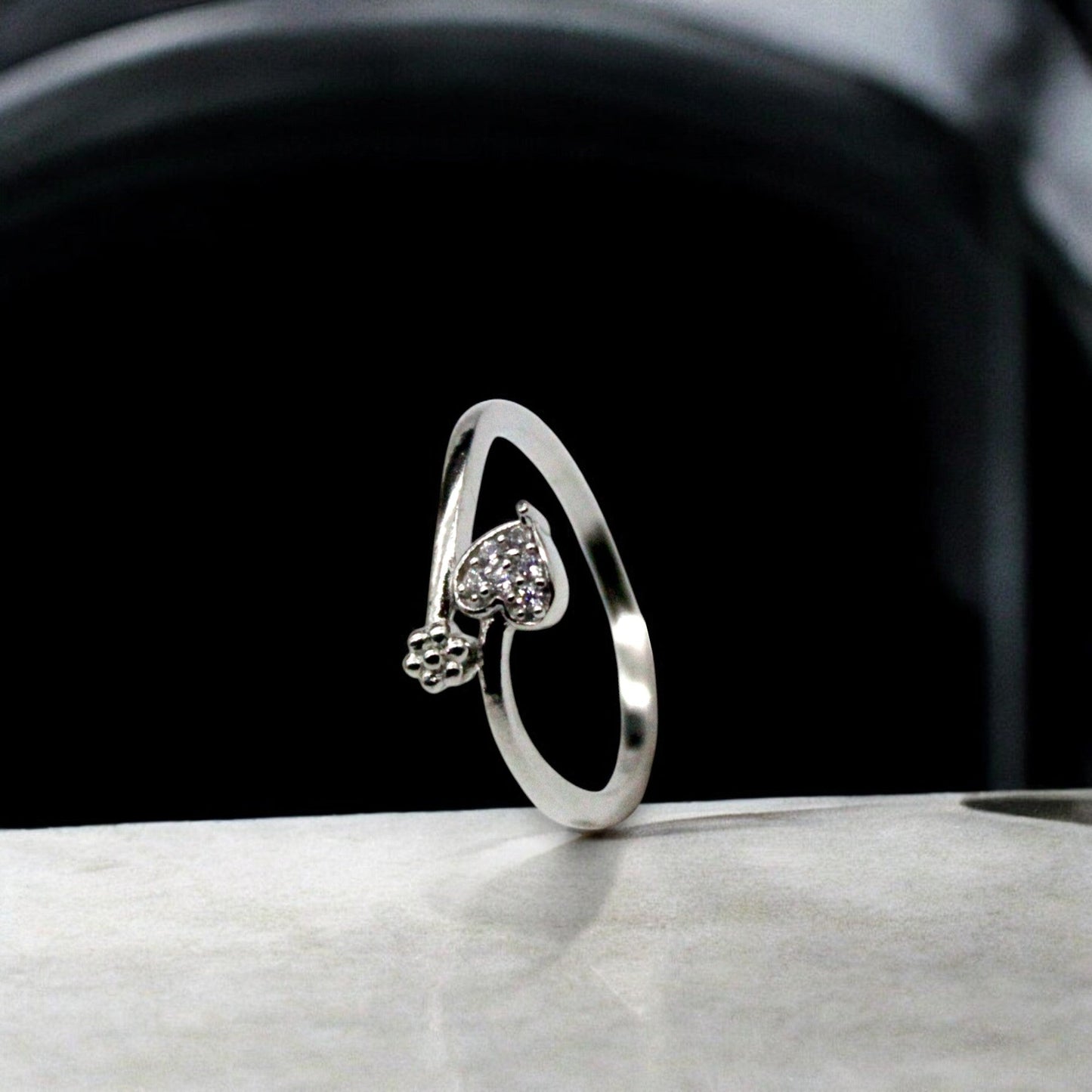 Heart And Stone Studded Ring | 925 Sterling Silver - SACH JEWELS
