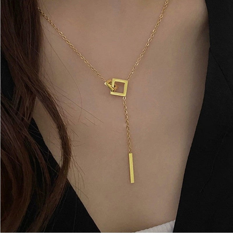 Stylish Square Pendant Necklace | Italian Gold Plated - SACH JEWELS
