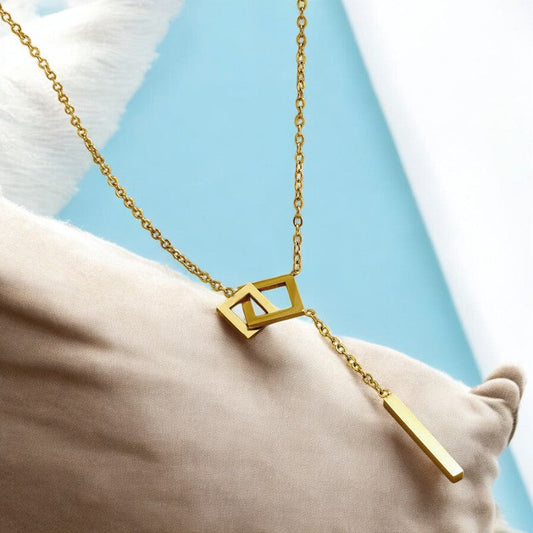 Stylish Square Pendant Necklace | Italian Gold Plated - SACH JEWELS