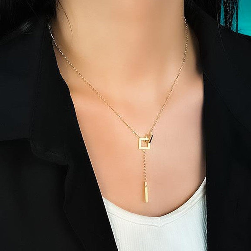 Stylish Square Pendant Necklace | Italian Gold Plated - SACH JEWELS