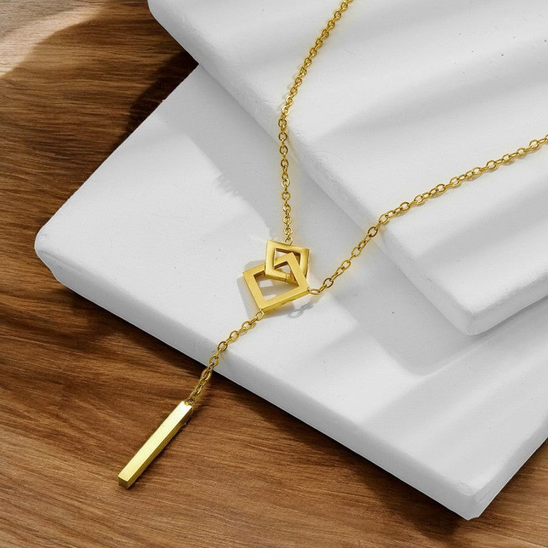 Stylish Square Pendant Necklace | Italian Gold Plated - SACH JEWELS