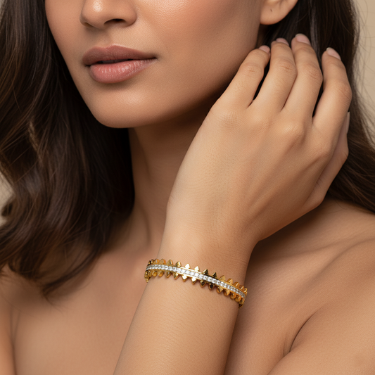 Women Triangular Rail Design Cuffs | Italian Gold Plated. SACH JEWELS