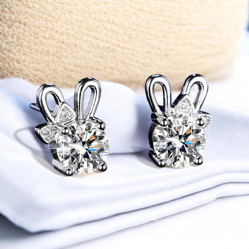 Bunny Ears Diamond Earrings | Italian Silver Plated - SACH JEWELS
