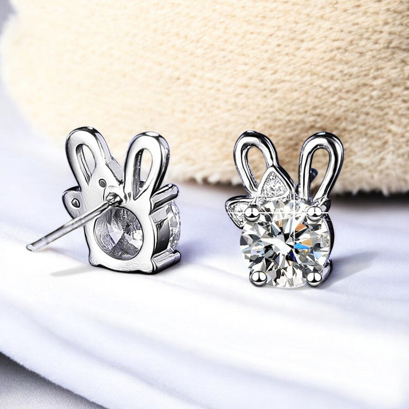 Bunny Ears Diamond Earrings | Italian Silver Plated - SACH JEWELS