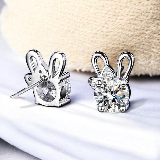 Bunny Ears Diamond Earrings | Italian Silver Plated - SACH JEWELS
