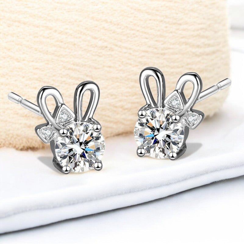 Bunny Ears Diamond Earrings | Italian Silver Plated - SACH JEWELS