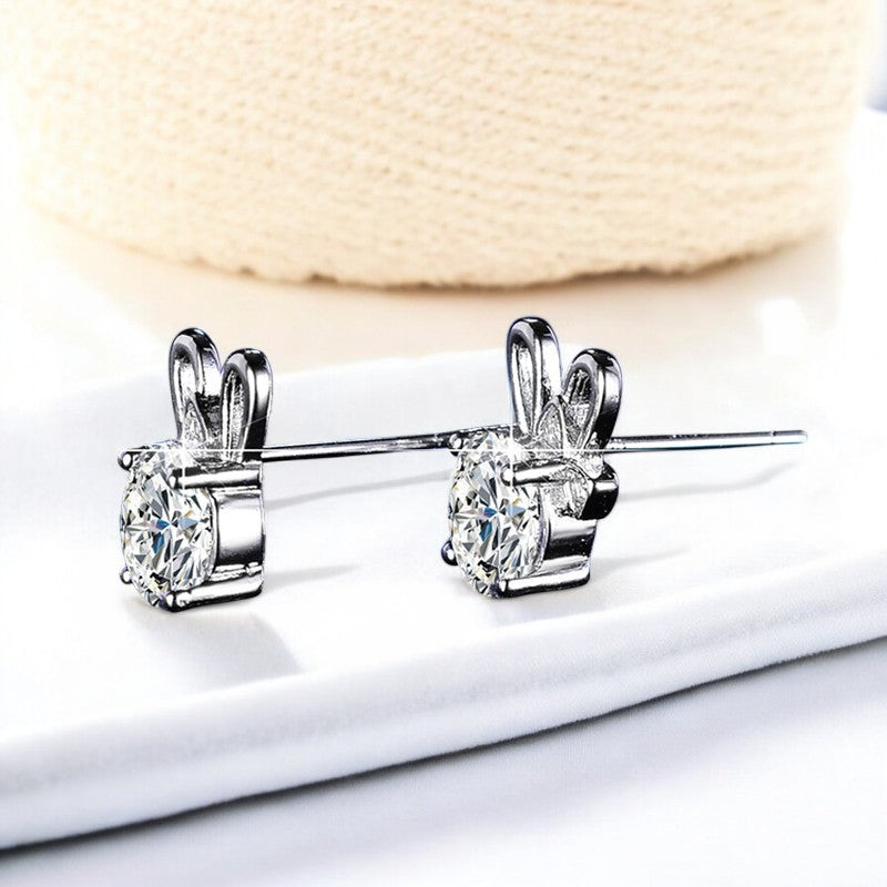 Bunny Ears Diamond Earrings | Italian Silver Plated - SACH JEWELS