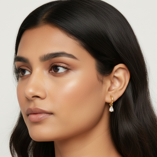 Golden Teardrop Huggie Hoops Earrings | Italian Gold Plated SACH JEWELS