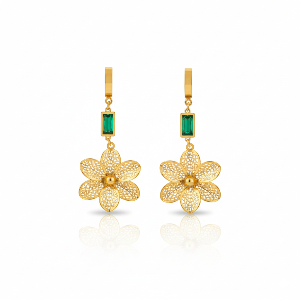 Floral Luxe Drop Earrings | Italian Gold Plated SACH JEWELS