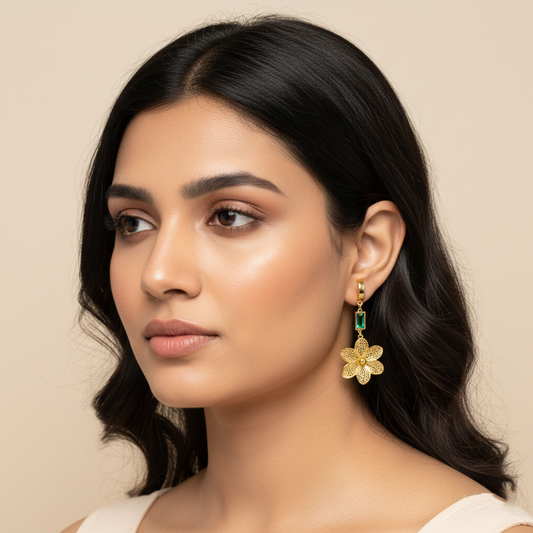 Floral Luxe Drop Earrings | Italian Gold Plated SACH JEWELS