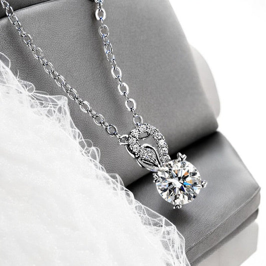Timeless Diamond Pendant Necklace | Italian Silver Plated - SACH JEWELS