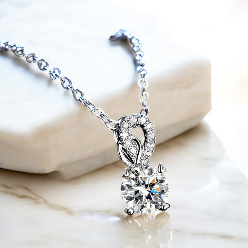Timeless Diamond Pendant Necklace | Italian Silver Plated - SACH JEWELS