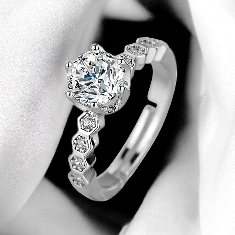 Women Dignified Diamond String Ring | Italian Silver Plated - SACH JEWELS