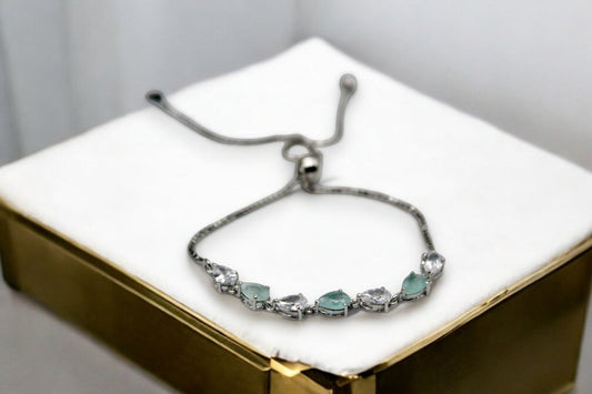 Premium Viridian Green Stone Studded Diamond Bracelets | 925 Sterling Silver - SACH JEWELS