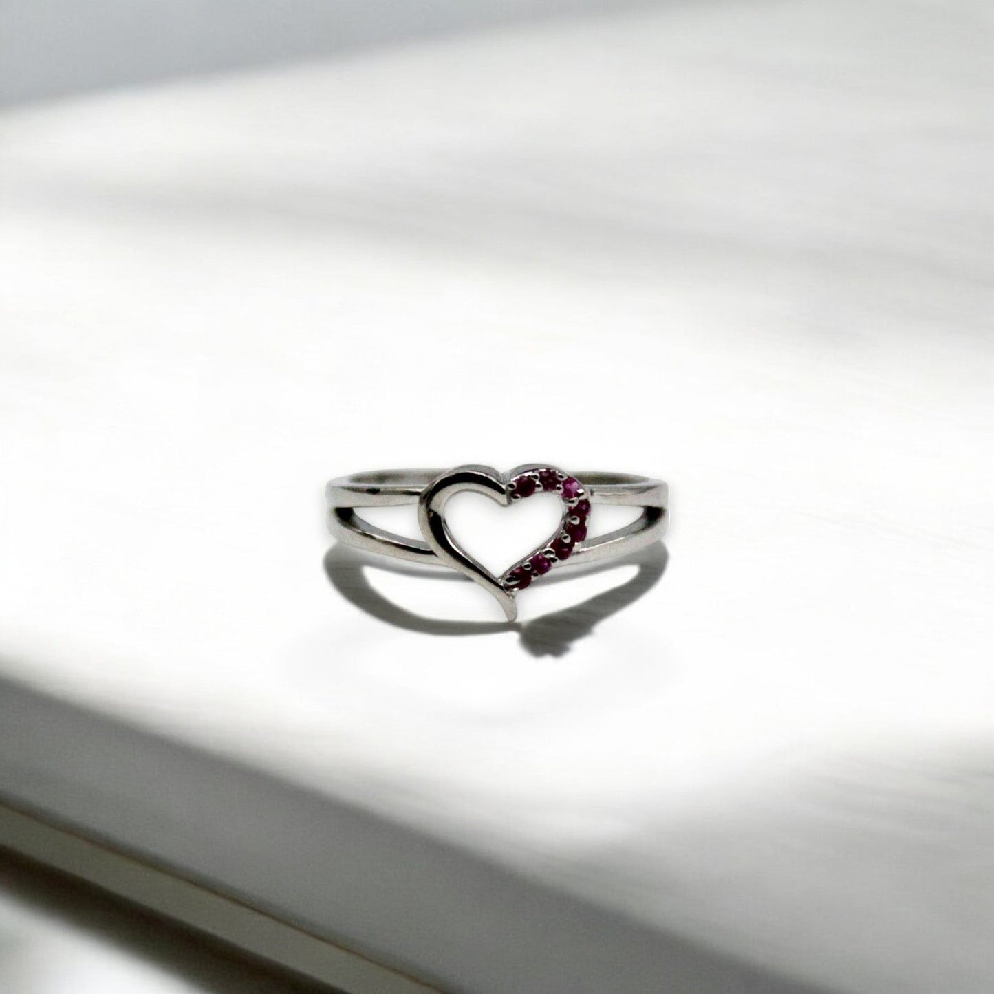 Pink Studded Heart Ring | 925 Sterling Silver - SACH JEWELS