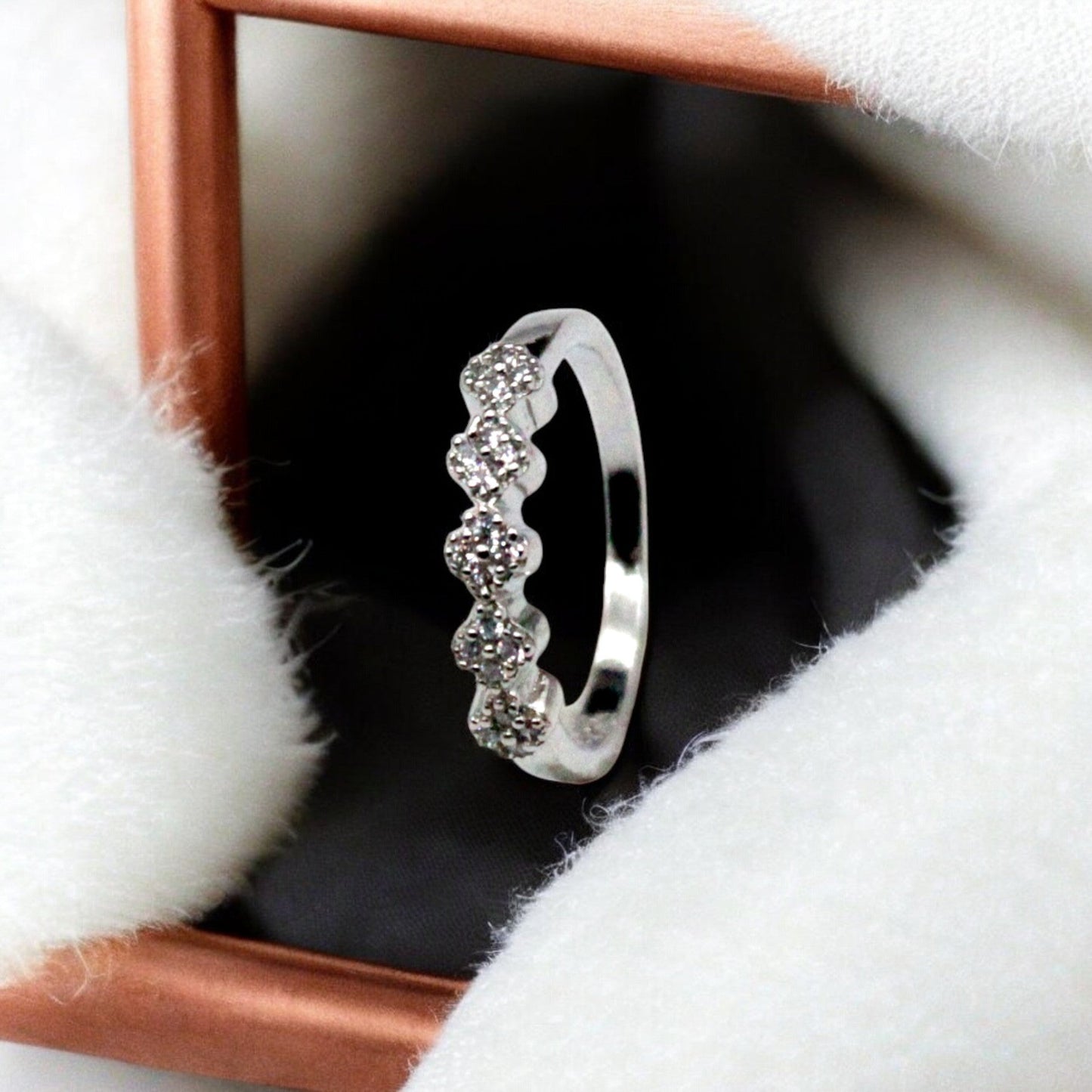 Diamond Studded Rail Ring | 925 Sterling Silver - SACH JEWELS