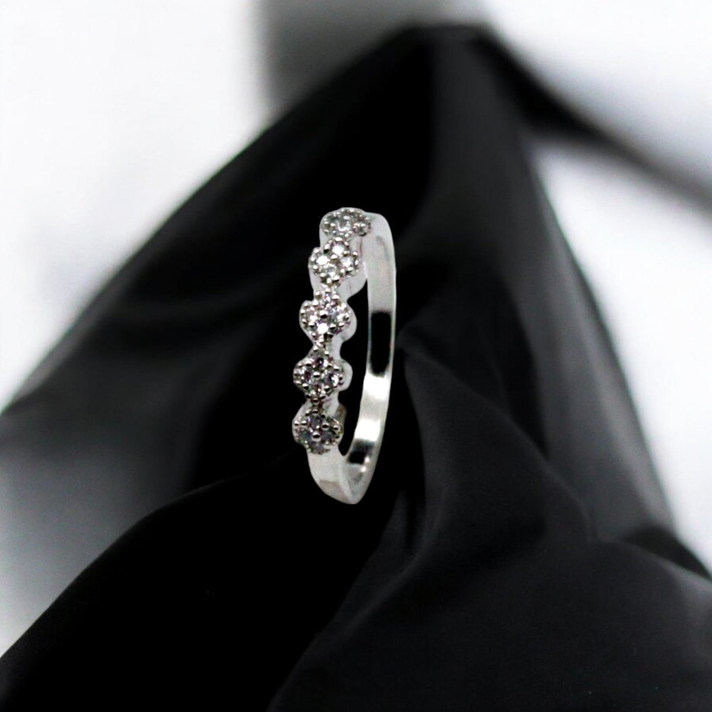Diamond Studded Rail Ring | 925 Sterling Silver - SACH JEWELS