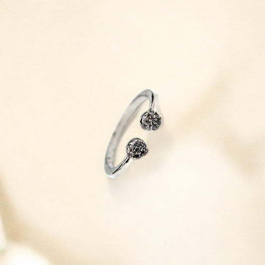 Double Spot Diamond Stud Ring | 925 Sterling Silver - SACH JEWELS