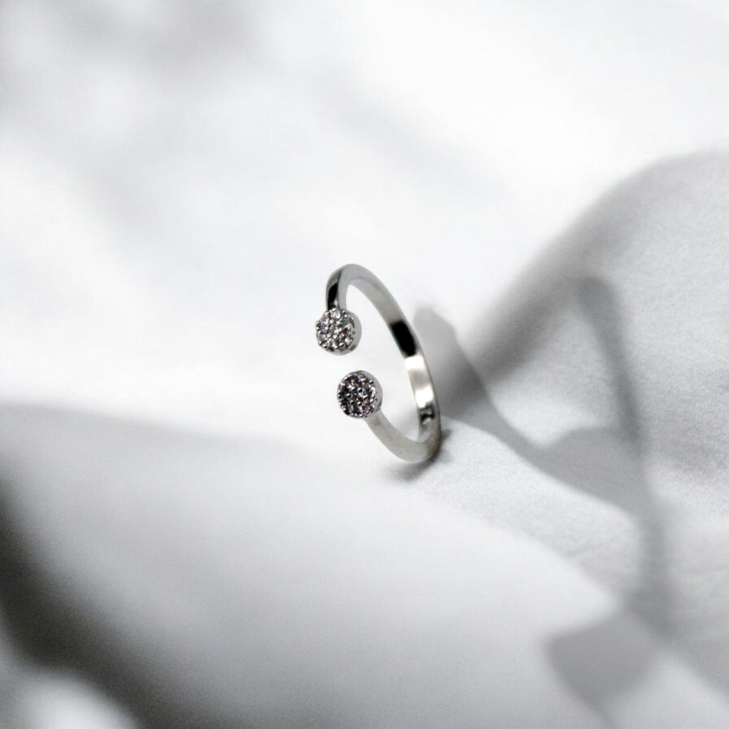 Double Spot Diamond Stud Ring | 925 Sterling Silver - SACH JEWELS